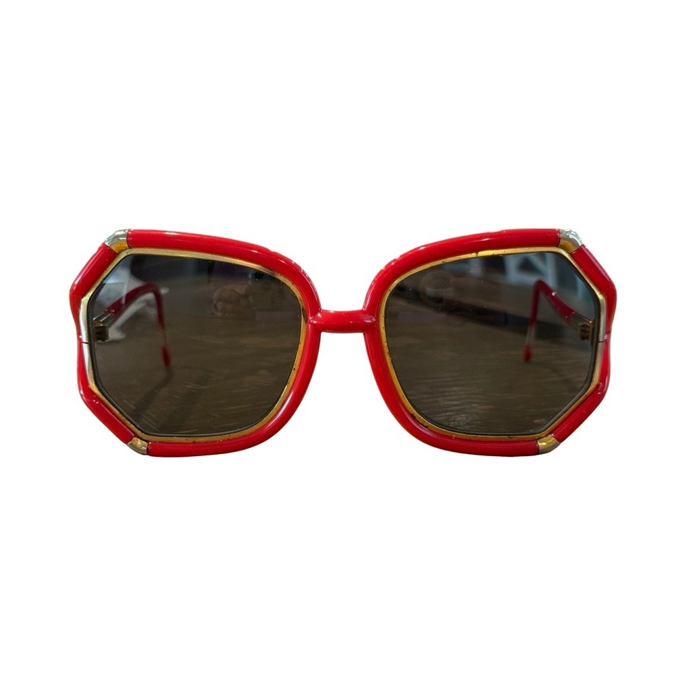 Ted Lapidus Paris Vintage Red Geometric Octagon Sunglasses Made in France TL 10